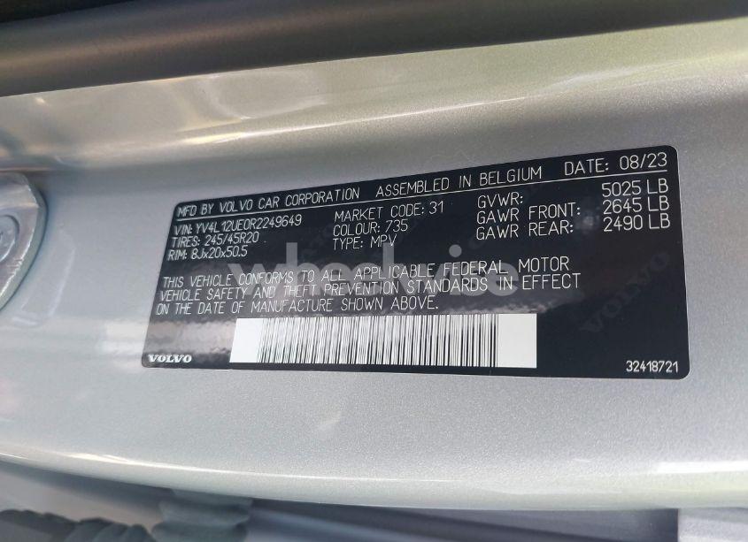 Photo 9 of 2024 Volvo Xc40 B5 PLUS BRIGHT THEME (VIN YV4L12UE0R2249649)