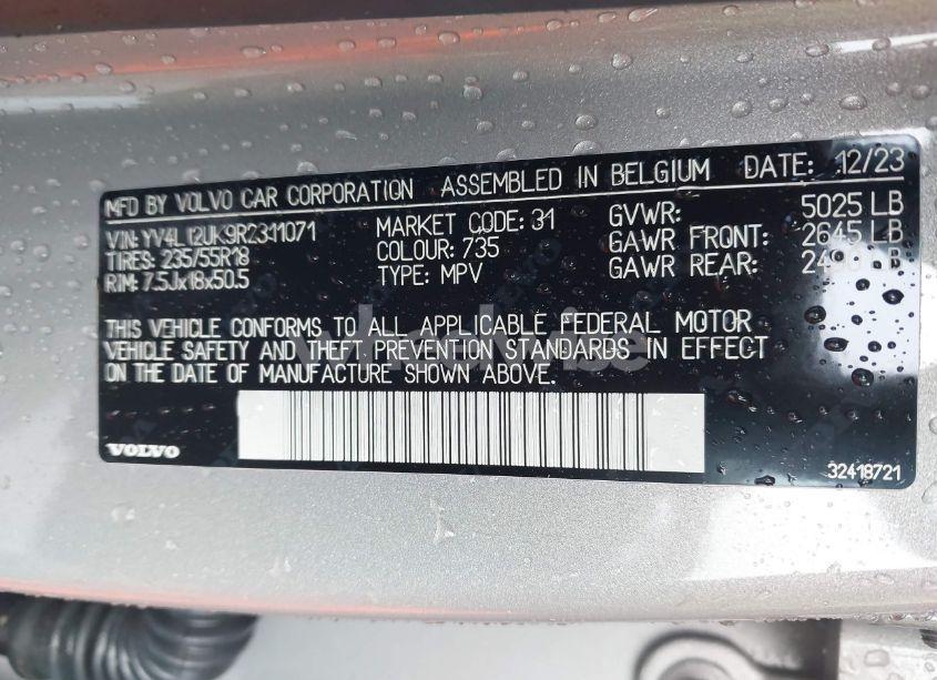 Photo 9 of 2024 Volvo Xc40 B5 CORE BRIGHT THEME (VIN YV4L12UK9R2311071)