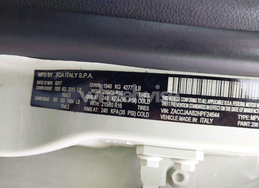 Photo 9 of 2017 Jeep Renegade SPORT FWD (VIN ZACCJAAB2HPF24644)