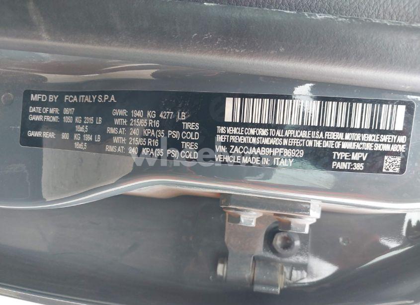 Photo 9 of 2017 Jeep Renegade SPORT FWD (VIN ZACCJAAB9HPF86929)