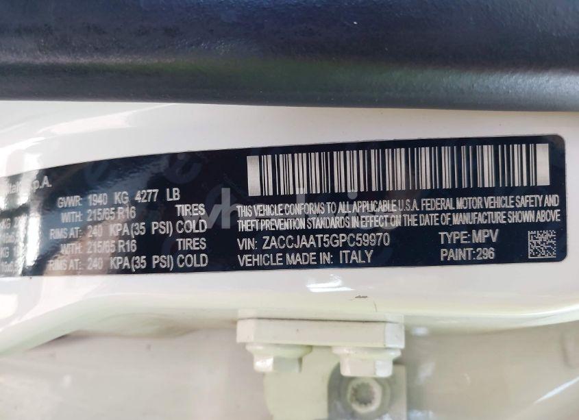 Photo 9 of 2016 Jeep Renegade SPORT (VIN ZACCJAAT5GPC59970)