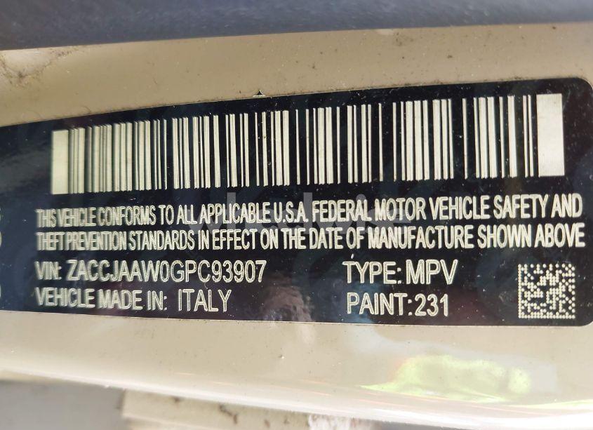 Photo 9 of 2016 Jeep Renegade SPORT (VIN ZACCJAAW0GPC93907)