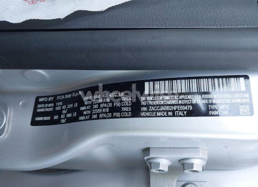 Photo 9 of 2017 Jeep Renegade ALTITUDE FWD (VIN ZACCJABB2HPE69479)