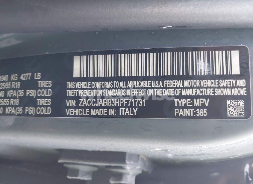 Photo 9 of 2017 Jeep Renegade ALTITUDE FWD (VIN ZACCJABB3HPF71731)