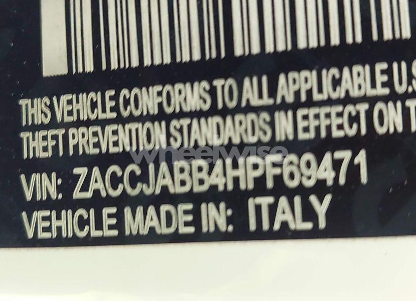 Photo 9 of 2017 Jeep Renegade ALTITUDE FWD (VIN ZACCJABB4HPF69471)