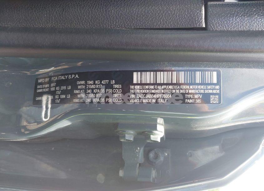 Photo 9 of 2017 Jeep Renegade LATITUDE FWD (VIN ZACCJABB4HPF76064)