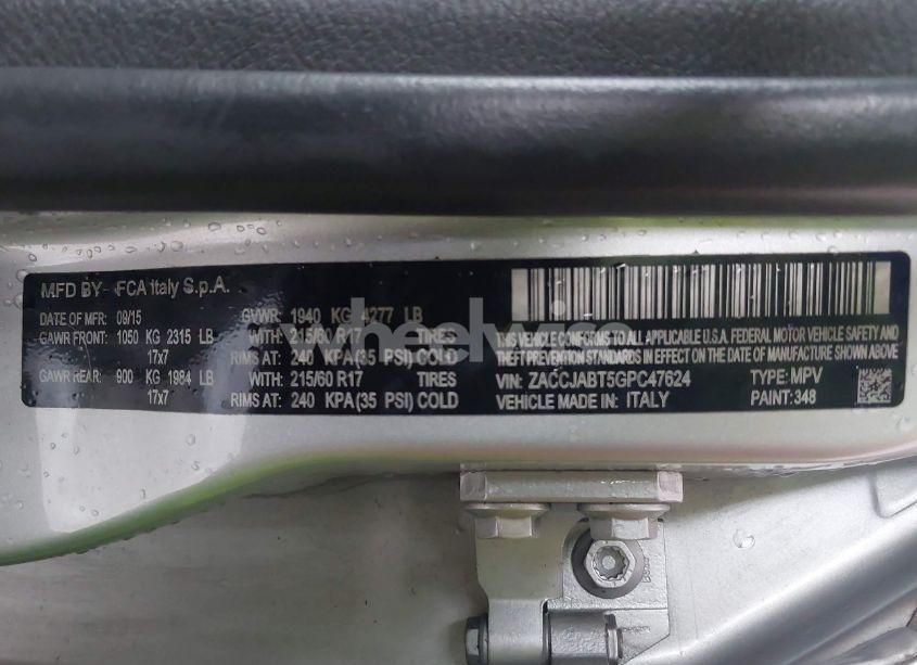 Photo 9 of 2016 Jeep Renegade LATITUDE (VIN ZACCJABT5GPC47624)