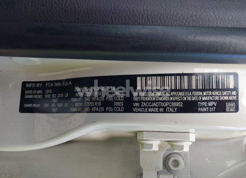 Photo 9 of 2016 Jeep Renegade LIMITED (VIN ZACCJADT0GPC88952)