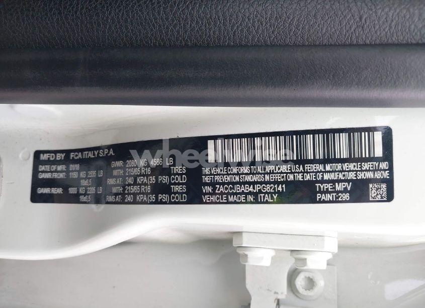 Photo 9 of 2018 Jeep Renegade SPORT 4X4 (VIN ZACCJBAB4JPG82141)