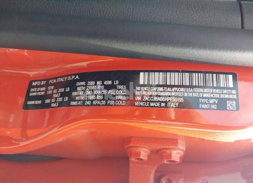 Photo 9 of 2017 Jeep Renegade SPORT 4X4 (VIN ZACCJBAB6HPE90195)