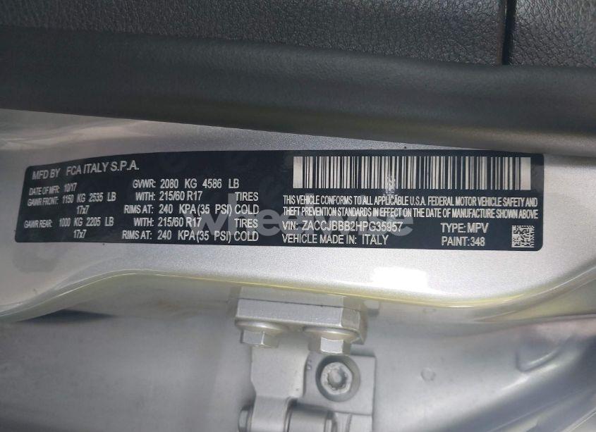 Photo 9 of 2017 Jeep Renegade LATITUDE 4X4 (VIN ZACCJBBB2HPG35957)