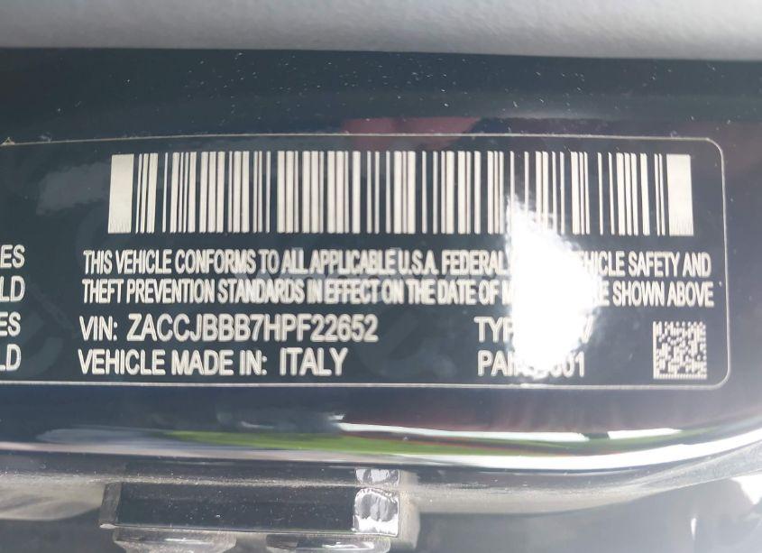 Photo 9 of 2017 Jeep Renegade ALTITUDE 4X4 (VIN ZACCJBBB7HPF22652)