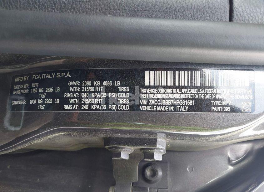 Photo 9 of 2017 Jeep Renegade LATITUDE 4X4 (VIN ZACCJBBB7HPG31581)