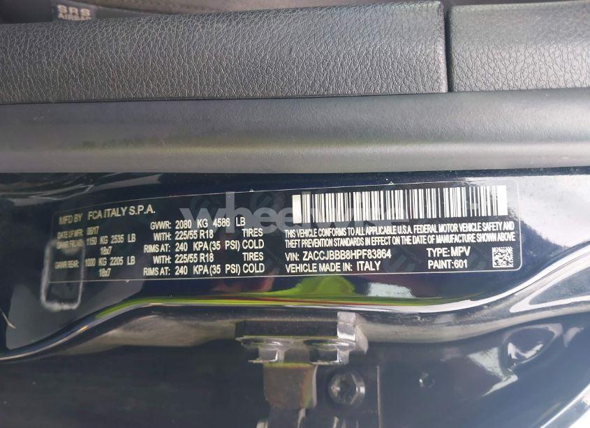 Photo 9 of 2017 Jeep Renegade ALTITUDE 4X4 (VIN ZACCJBBB8HPF83864)