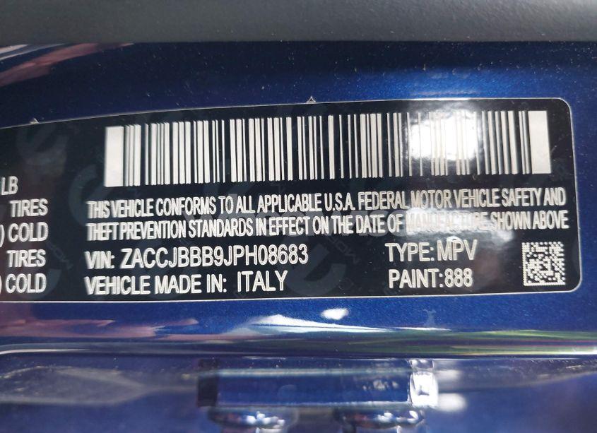 Photo 9 of 2018 Jeep Renegade ALTITUDE 4X4 (VIN ZACCJBBB9JPH08683)