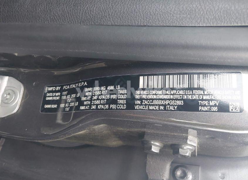 Photo 9 of 2017 Jeep Renegade LATITUDE 4X4 (VIN ZACCJBBBXHPG52893)