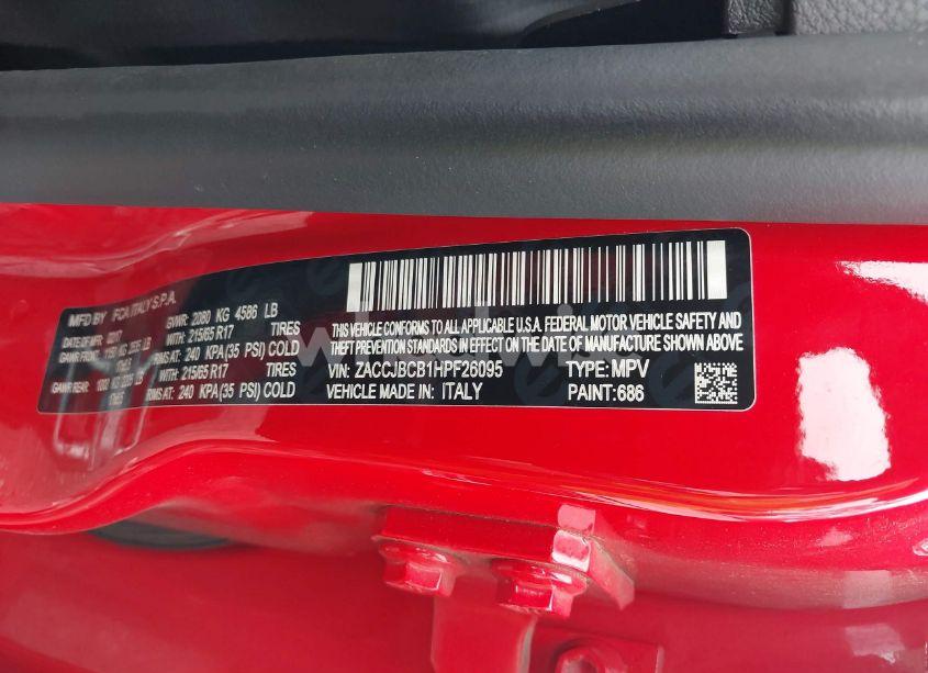 Photo 9 of 2017 Jeep Renegade TRAILHAWK 4X4 (VIN ZACCJBCB1HPF26095)