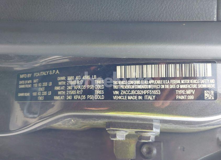 Photo 9 of 2017 Jeep Renegade TRAILHAWK 4X4 (VIN ZACCJBCB2HPF51653)