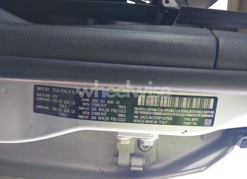 Photo 9 of 2017 Jeep Renegade TRAILHAWK 4X4 (VIN ZACCJBCB7HPG07800)