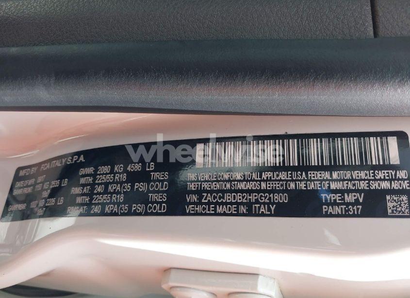 Photo 9 of 2017 Jeep Renegade LIMITED 4X4 (VIN ZACCJBDB2HPG21800)