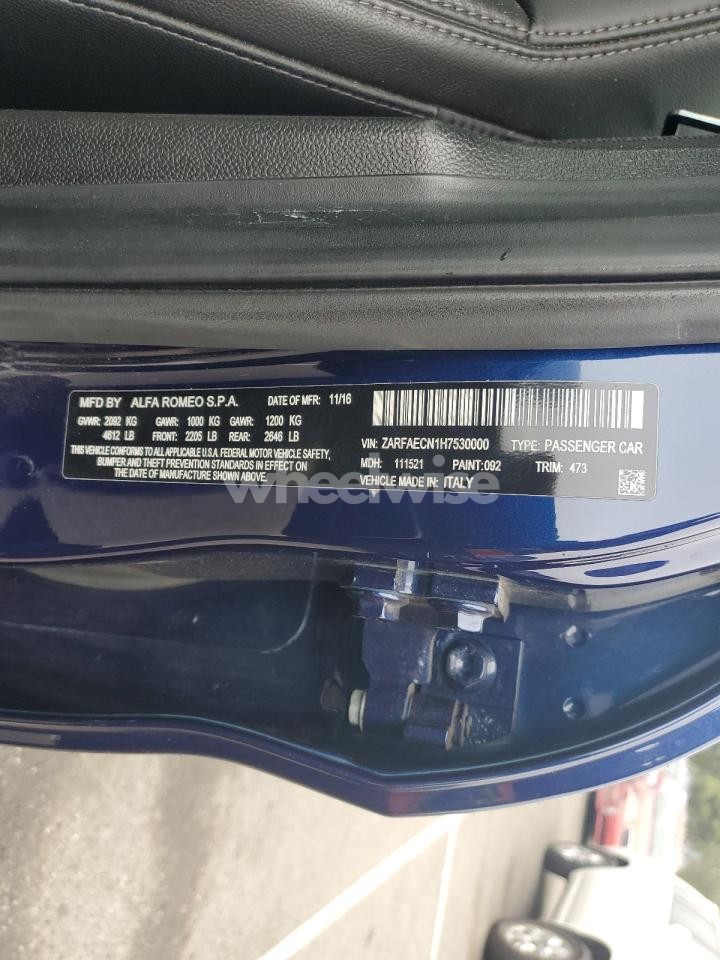 Photo 13 of 2017 ALFA ROMEO GIULIA TI (VIN ZARFAECN1H7530000)