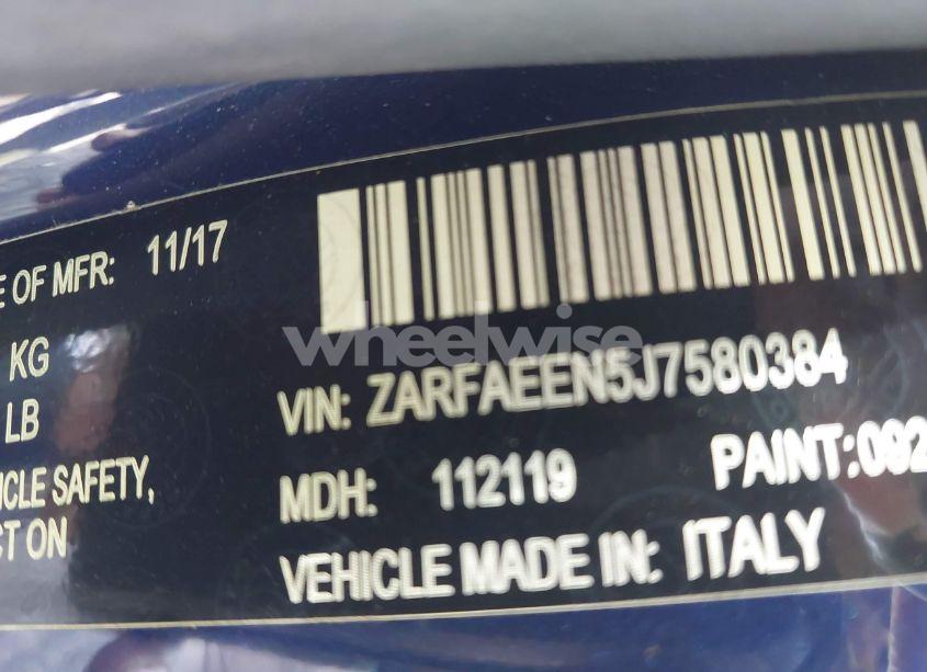 Photo 9 of 2018 Alfa Romeo GIULIA TI LUSSO AWD (VIN ZARFAEEN5J7580384)