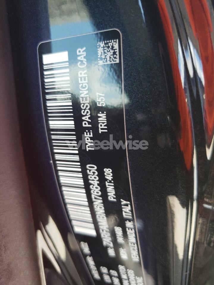 Photo 12 of 2022 ALFA ROMEO GIULIA SUPER (VIN ZARFAMBN6N7664850)