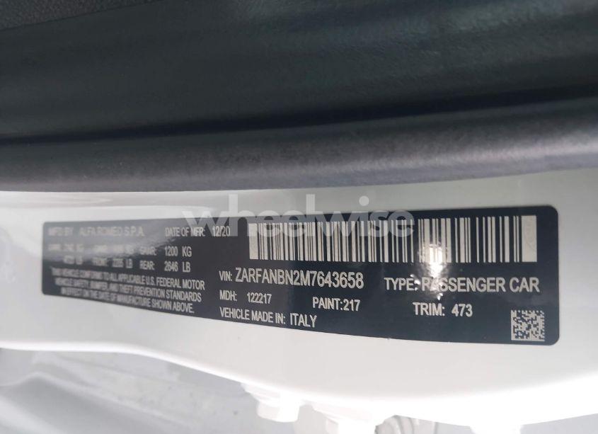 Photo 9 of 2021 Alfa Romeo GIULIA TI SPORT AWD (VIN ZARFANBN2M7643658)