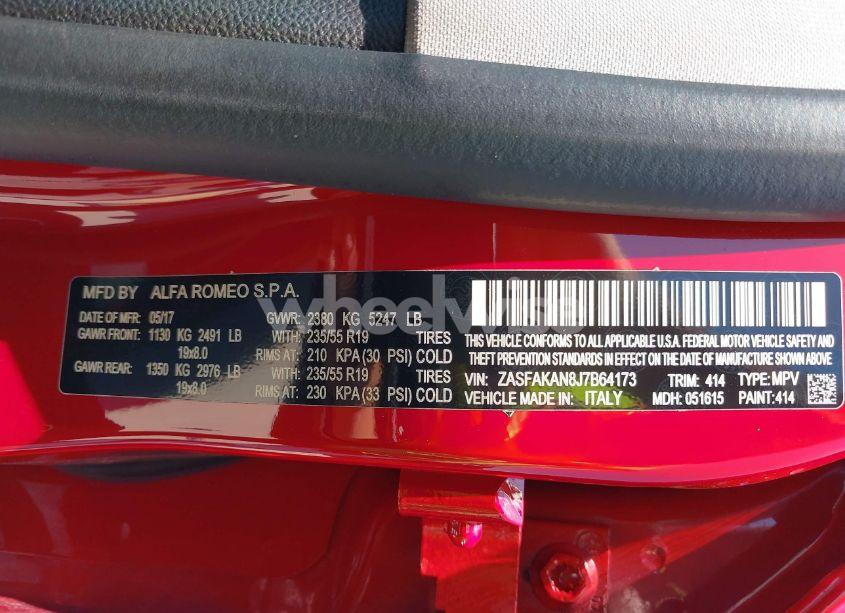 Photo 9 of 2018 Alfa Romeo STELVIO AWD (VIN ZASFAKAN8J7B64173)