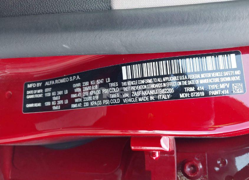 Photo 9 of 2018 Alfa Romeo STELVIO AWD (VIN ZASFAKAN8J7B82205)