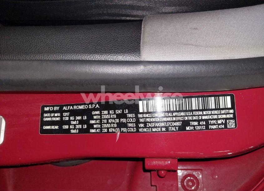 Photo 9 of 2018 Alfa Romeo STELVIO TI AWD (VIN ZASFAKBN7J7C04807)