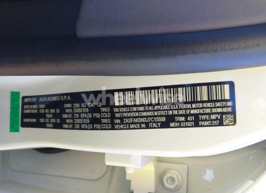 Photo 9 of 2018 Alfa Romeo STELVIO TI AWD (VIN ZASFAKBNXJ7C15509)