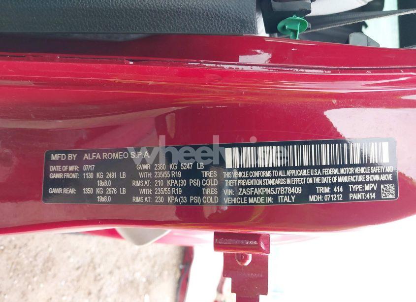 Photo 9 of 2018 Alfa Romeo STELVIO SPORT AWD (VIN ZASFAKPN5J7B78409)