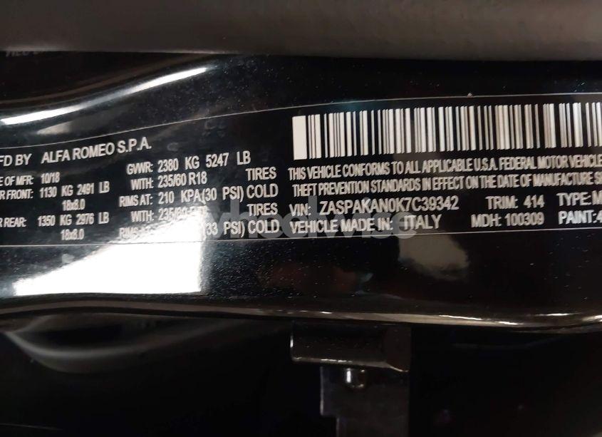 Photo 9 of 2019 Alfa Romeo STELVIO AWD (VIN ZASPAKAN0K7C39342)