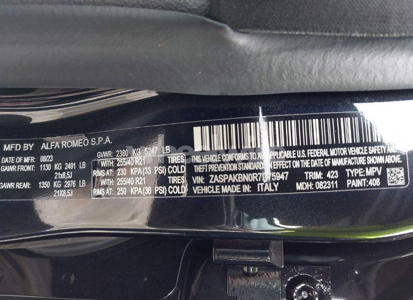 Photo 9 of 2024 Alfa Romeo STELVIO VELOCE AWD (VIN ZASPAKBN0R7D75947)