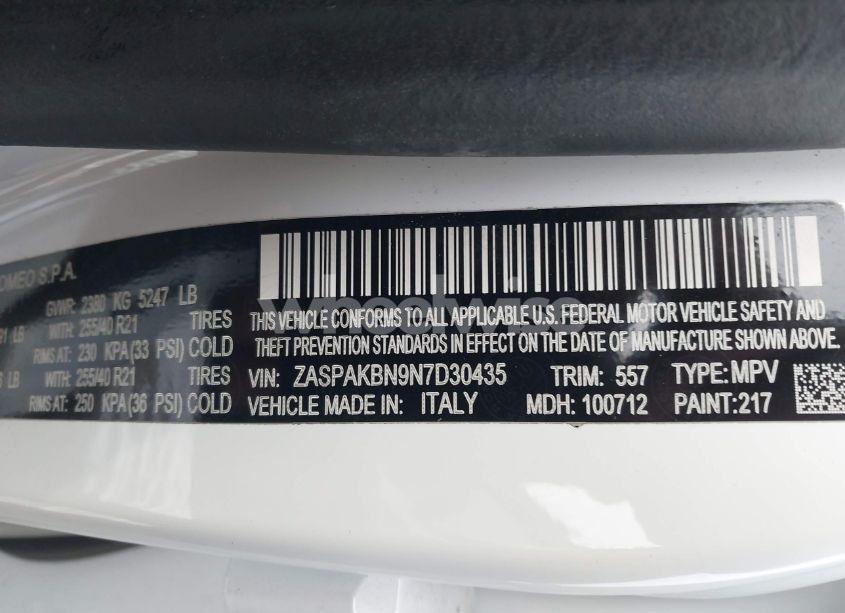 Photo 9 of 2022 Alfa Romeo STELVIO VELOCE TI AWD (VIN ZASPAKBN9N7D30435)