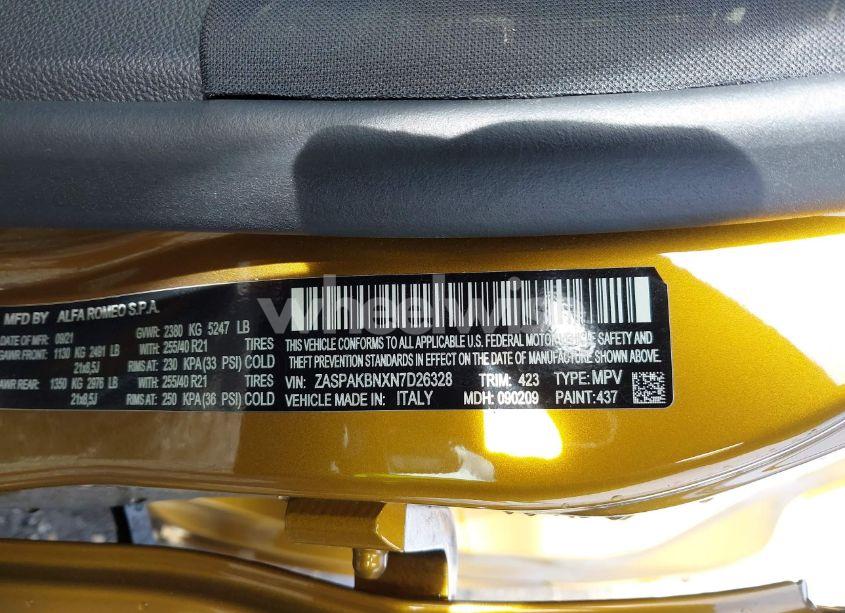 Photo 9 of 2022 Alfa Romeo STELVIO VELOCE TI AWD (VIN ZASPAKBNXN7D26328)