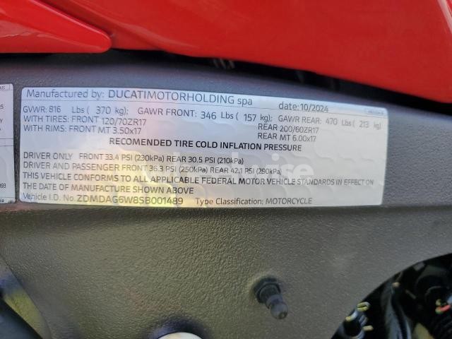 2025 DUCATI PANIGALE V4 N/A (VIN ZDMDAG6W8SB001489) main photo