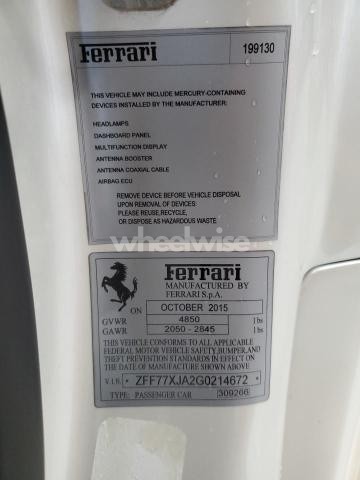 Photo 7 of 2016 FERRARI CALIFORNIA T (VIN ZFF77XJA2G0214672)