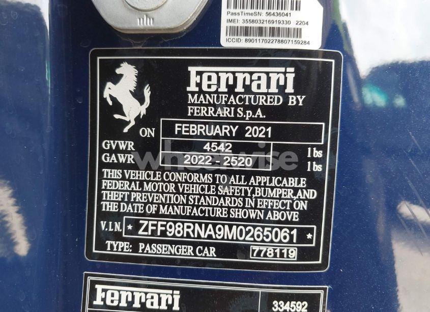 Photo 9 of 2021 Ferrari Roma (VIN ZFF98RNA9M0265061)