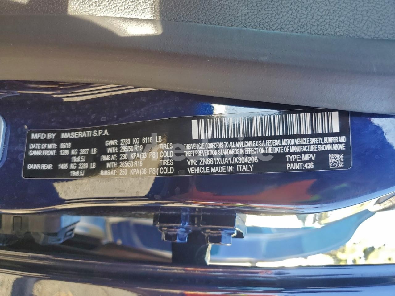 Photo 12 of 2018 MASERATI LEVANTE (VIN ZN661XUA1JX304206)